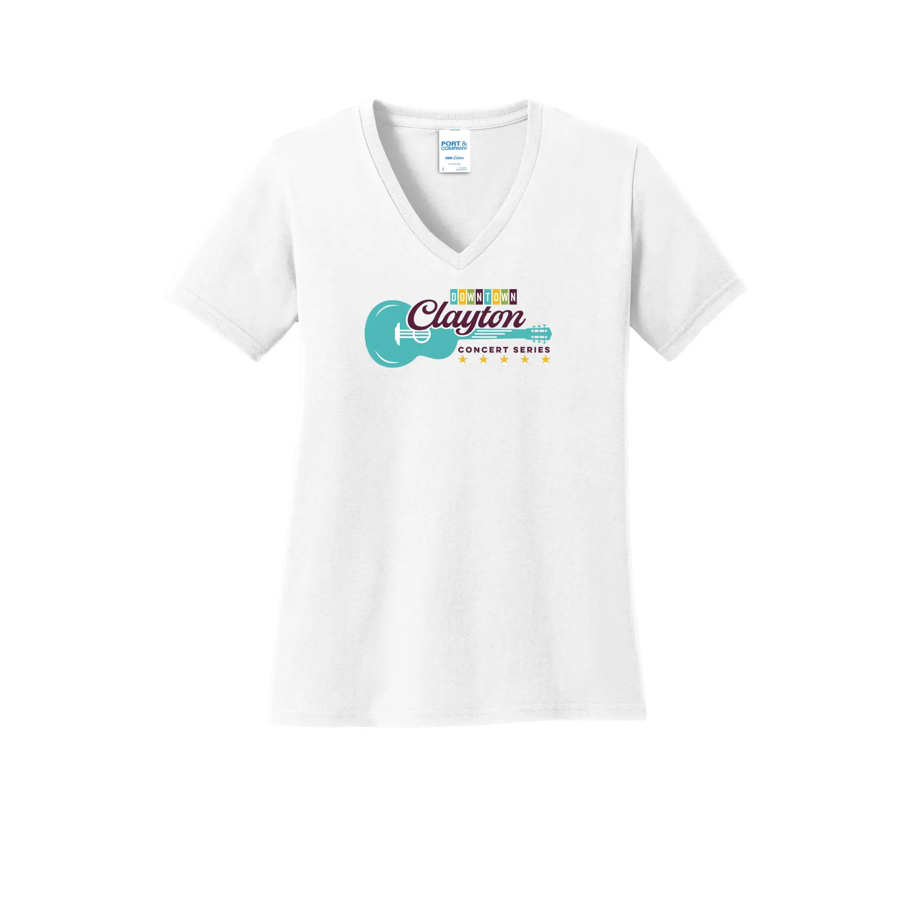 Downtown Clayton Concert Series Logo Ladies V-Neck - Image 1