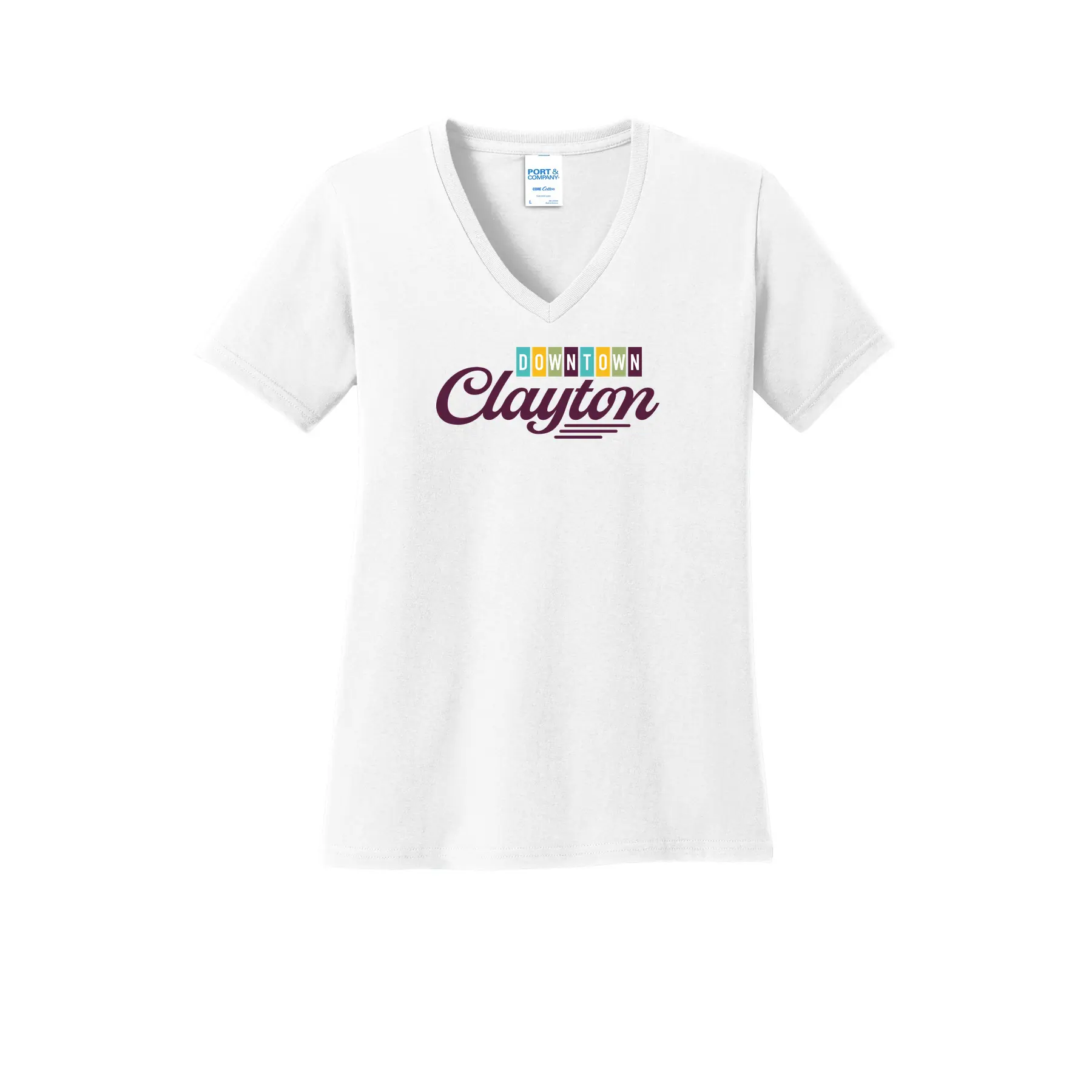 Downtown Clayton Logo Ladies V-Neck - Image 1